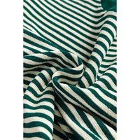 Green Stripe Loose Drop Shoulder Long Sleeve Top - 2XL thumbnail