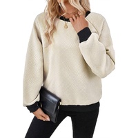 Jet Stream Color Block Edge Raglan Sleeve Crew Neck Textured Top - L thumbnail