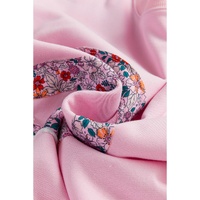 Light Pink Floral Peace Sign Graphic Drop Shoulder Wide Sleeve Casual Top - L thumbnail