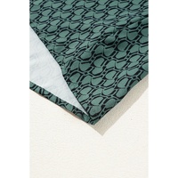 Green Geometric Print Notched Neck Puff Sleeve Blouse - L thumbnail