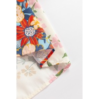 Multicolour Crochet V Neck Half Sleeve Boho Floral Blouse - L thumbnail