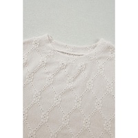 White Geometric Embroidered Slim Fit O Neck T Shirt - L thumbnail