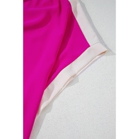 Rose Red Oversized Color Block Boat Neck Tunic Blouse - L thumbnail