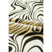 White Zebra Stripe Print Contrast V-Neck Ricrac Detail Short Sleeve Blouse Top - XL thumbnail