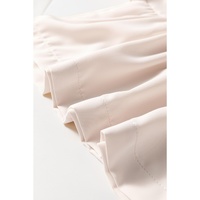 White Bow Tie Short Puff Sleeve Ruffle Hem Blouse - L thumbnail