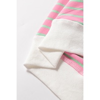 Sachet Pink Striped Crew Neck Cap Sleeve T Shirt - L thumbnail