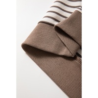 Parchment Contrast Detail Striped Ruffle Short Sleeve Top - L thumbnail