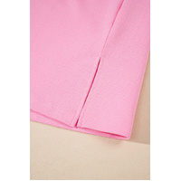 Pink Contrast V Neck Ruffled Textured Knit Top - XL thumbnail