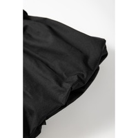 Black Ruffled Puff Short Sleeve Loose Blouse - M thumbnail
