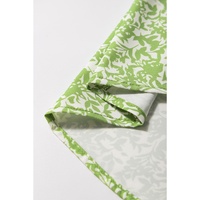 Light Green Floral Ruffle Puff Short Sleeve Frilled Collar V Neck Blouse - L thumbnail