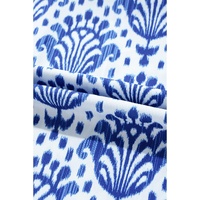 Blue Western Fashion Print Floral Puff Sleeve Frilled Neck Blouse - L thumbnail