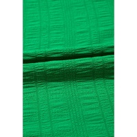 Dark Green Textured Ruffled Sleeve Round Neck Top - L thumbnail