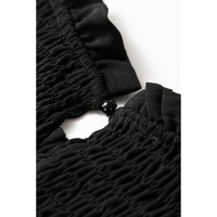 Black Ruffle Short Sleeve Shirred Peplum Top - S thumbnail