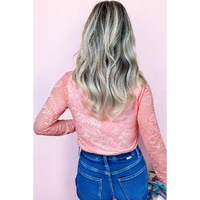 Blossom Floral Lace Sheer Long Sleeve Top - L thumbnail