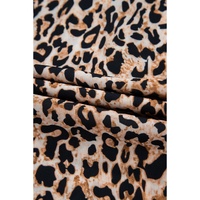 Apricot Leopard V Neck Half Sleeve Blouse - L thumbnail