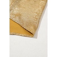 Gold Metallic Luster Frilled Half Sleeve Blouse - M thumbnail