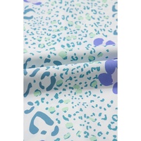 Sky Blue Mixed Leopard Print V Neck Short Sleeve Blouse - L thumbnail