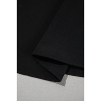 Black Ruffle Trimmed 3/4 Sleeve Round Neck Blouse - L thumbnail