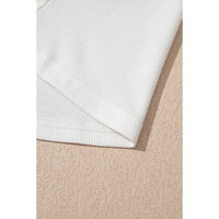 White Swiss Dot Mesh Long Sleeve Square Neck Slim Top - L thumbnail
