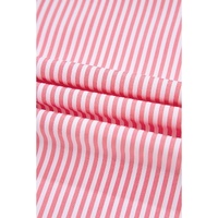 Pink Stripe Notched Neck Frilled Short Puff Sleeve Blouse - L thumbnail