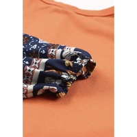 Azura Exchange Floral Print Balloon Sleeve Top with Lace Details - L thumbnail