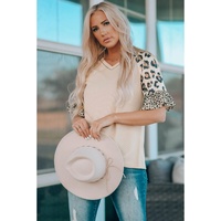Azura Exchange Leopard Ruffle Sleeve Waffle Knit Top - S thumbnail
