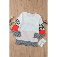 Azura Exchange Leopard Colorblock Long Sleeve Top - M thumbnail