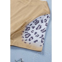 Khaki Bleached Leopard Print Crew Neck T Shirt - S thumbnail