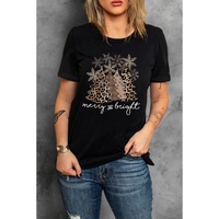 Azura Exchange Leopard Christmas Tree Graphic Print T-Shirt - S thumbnail