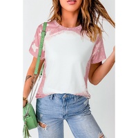 Pink Tie Dye Color Bleached Short Sleeve T Shirt - L thumbnail