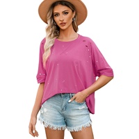 Azura Exchange Bleached Distressed Short Sleeve Top - S thumbnail