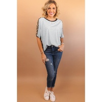 Azura Exchange Leopard Splicing O-neck Short Sleeve T Shirt - S thumbnail