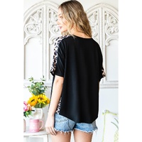Azura Exchange Leopard Splicing Short Sleeve T-Shirt - M thumbnail
