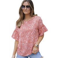 Azura Exchange Leopard Ruffle Sleeve T-Shirt - L thumbnail