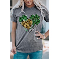 Azura Exchange Leopard Plaid Heart Clover Graphic Print T-Shirt - L thumbnail