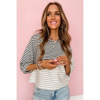 Azura Exchange Patchwork Striped Short Sleeve Top - L thumbnail