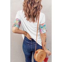 Azura Exchange Patchwork Floral Print Short Sleeve Top - S thumbnail