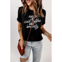 Black FUELED BY iced coffee AND anxiety Graphic Tee - M thumbnail