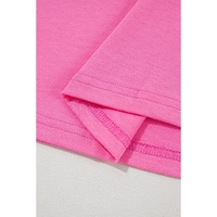 Sachet Pink Bright Casual Plain Crew Neck Tee - 2XL thumbnail