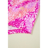 Rose Classic Leopard Print Handkerchief Hem Tunic Top - L thumbnail