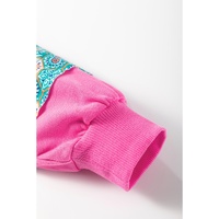 Sachet Pink Mixed Print Patch Drop Shoulder Pullover Top - S thumbnail