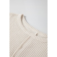 Apricot Waffle Knit Splits Batwing Sleeve Oversized Top - XL thumbnail