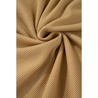 Camel Textured Knit Half Button Drop Shoulder Oversized Top - L thumbnail