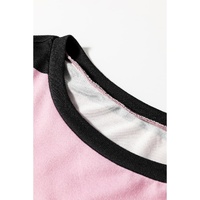 Pink Stripe Color Block Number 22 Print Game Day Loose Long Sleeve Top - L thumbnail