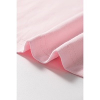 Light Pink Scoop Neck Bubble Sleeve Tee - L thumbnail