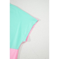 Mint Green Two Tone Half Buttons Collared T Shirt - L thumbnail
