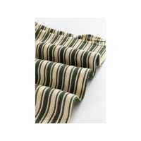 Green Stripe Textured Side Slits Crew Neck T Shirt - L thumbnail