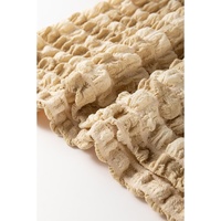 Beige Textured Mock Neck Short Sleeve Blouse - XL thumbnail