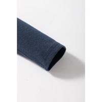 Dirty blue Notch V Neck Pocket Patched Long Sleeve T Shirt - L thumbnail