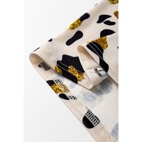 Apricot Leopard Print Round Neck Casual T Shirt - L thumbnail